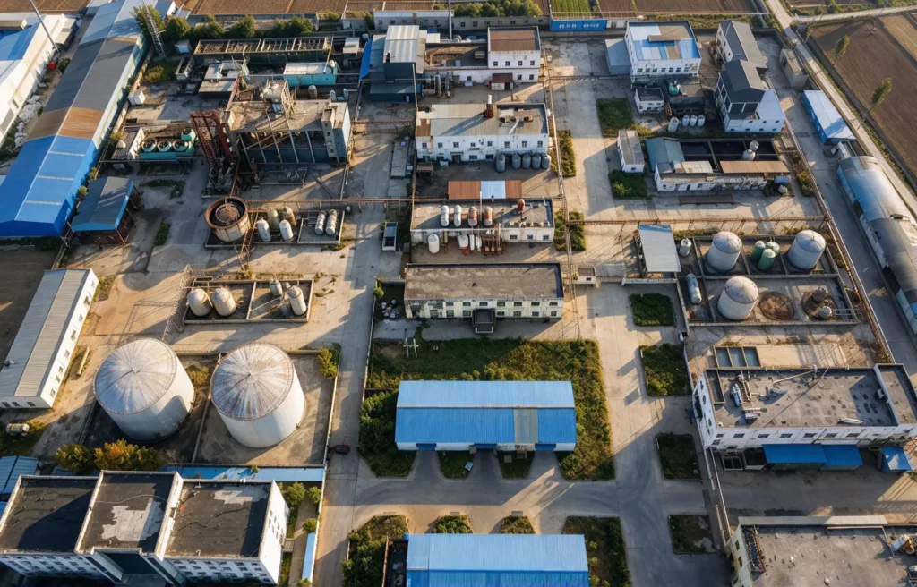 Aerial view of the plant site layout